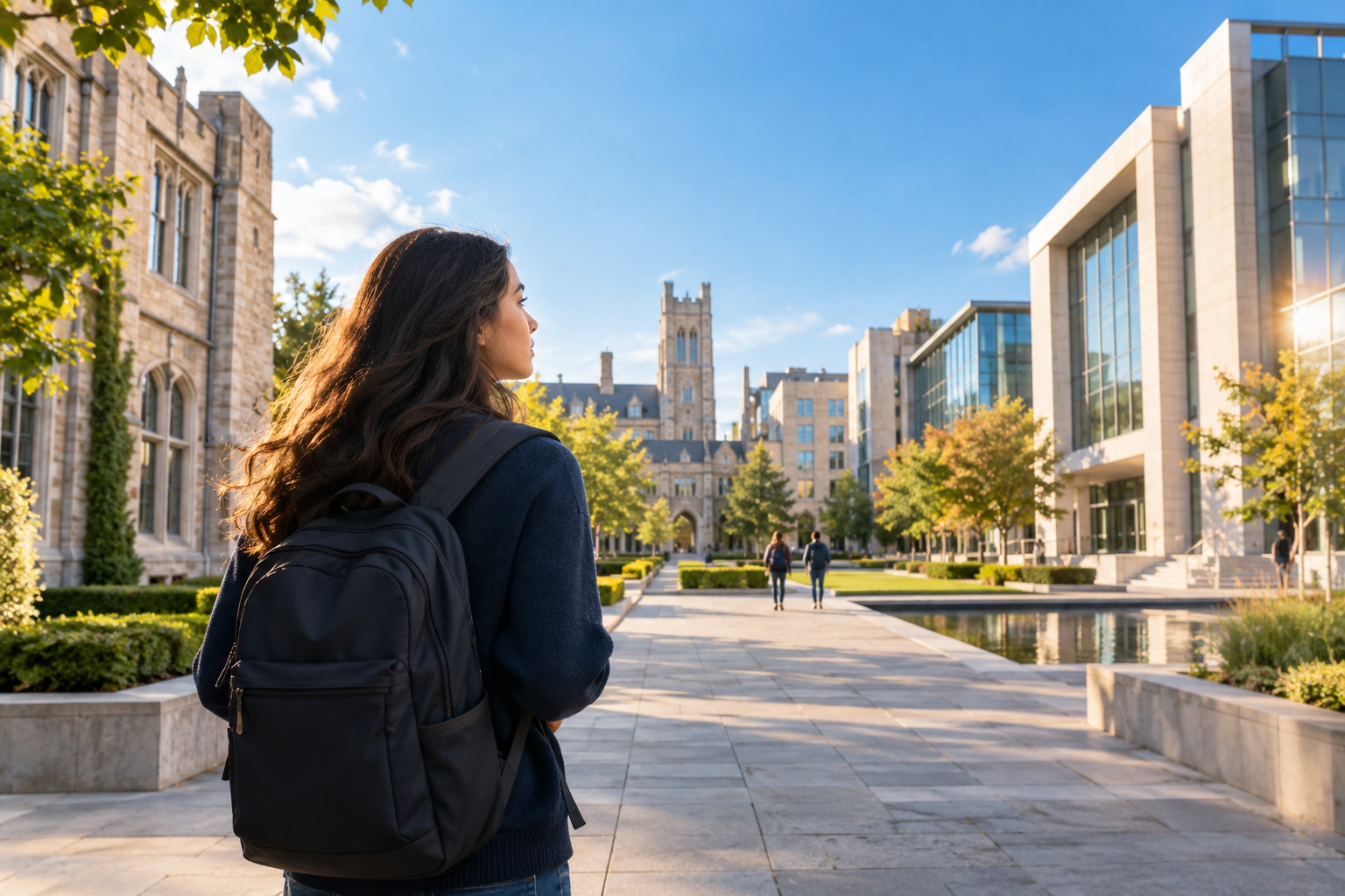 Student exploring an international university