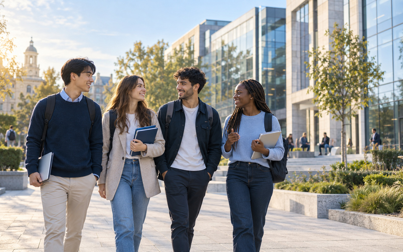 International students on a university campus